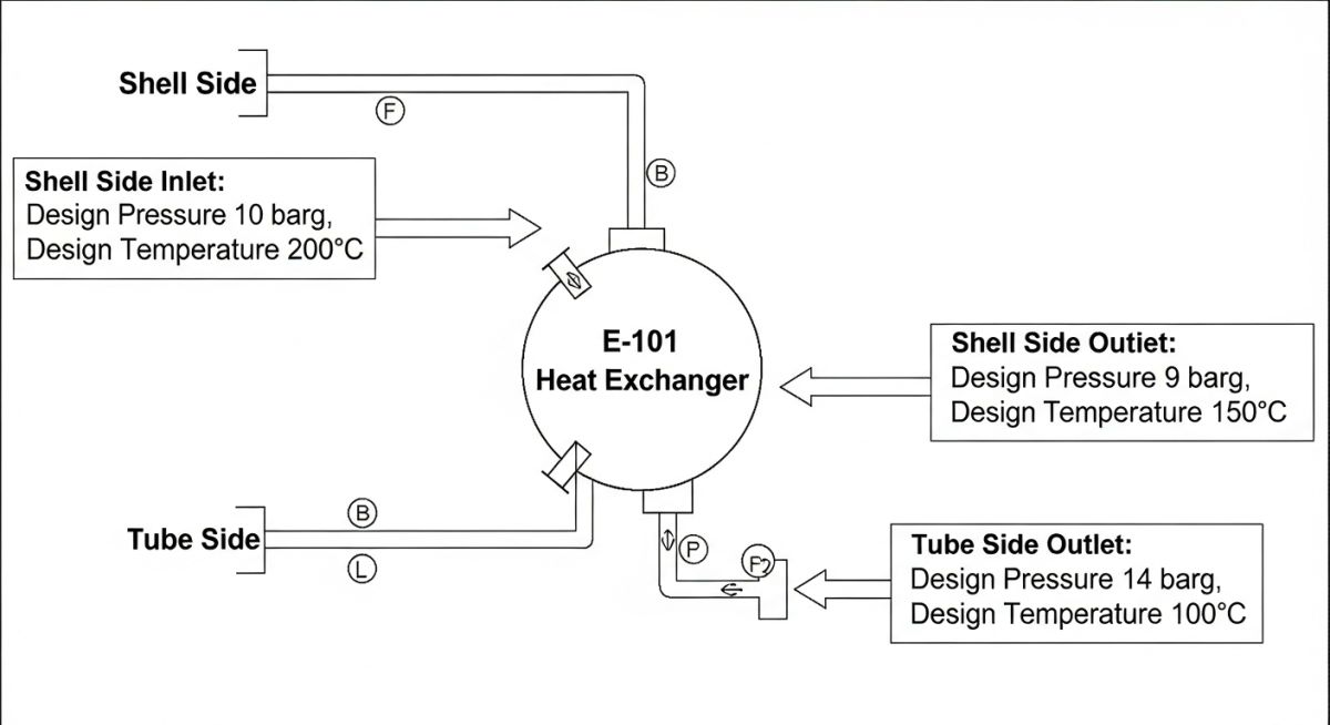 Case study visual for Determination of Design Pressure and Design Temperature in heat exchangers