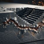 Hydrogen Induced Cracking (HIC) damage in industrial pressure vessel steel.