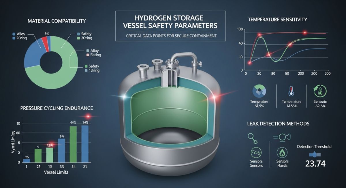 High-pressure Hydrogen Vessel safety data visualization for a refueling station 2026.