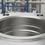 Heavy duty stainless steel RTJ Flange with precision machined groove for high pressure oil and gas applications.