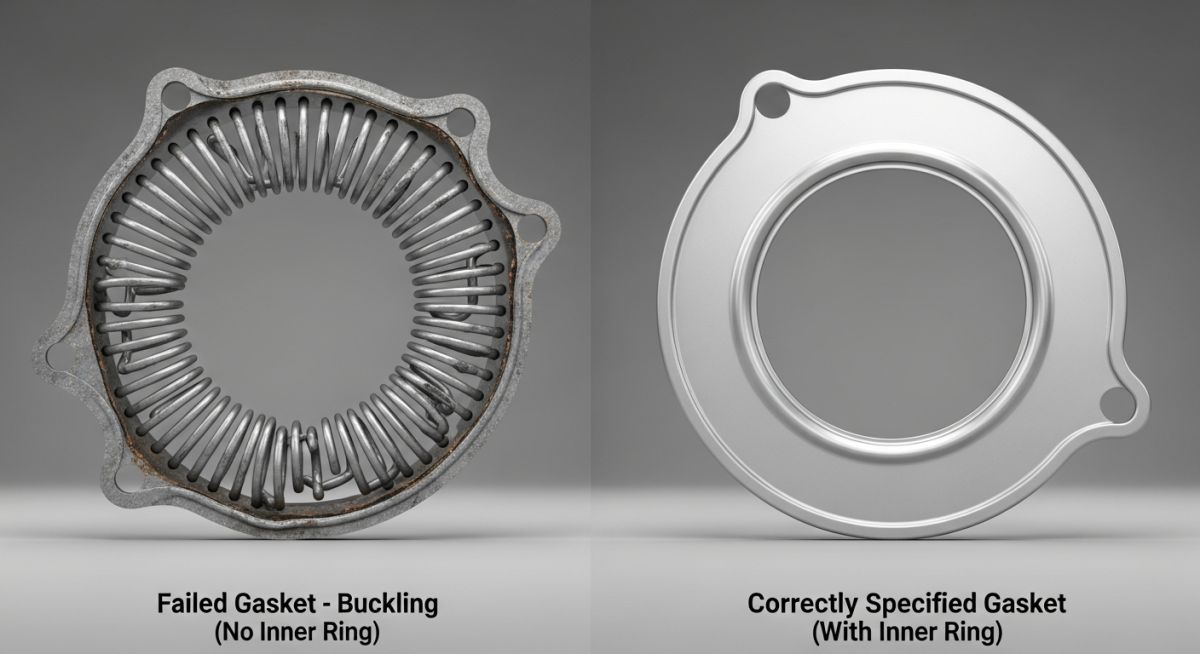 Comparison of Spiral Wound Gasket buckling failure versus successful CGI style performance