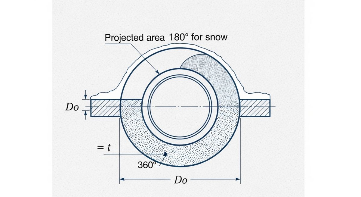 Engineering diagram for Snow and Ice Loading on Piping Systems calculation variables