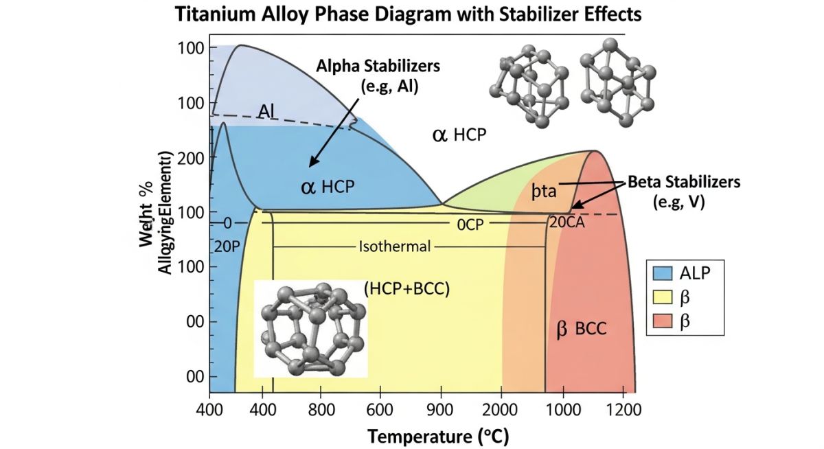 Metallurgical phase diagram and classification of Titanium Alloys based on crystal structure