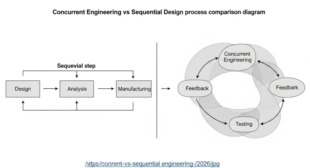 Concurrent Engineering vs Sequential Design process comparison diagram