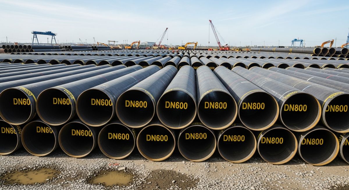 ductile iron pipe dimensions marking and stacking at project site