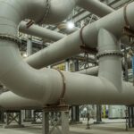 FRP Pipes installed in industrial piping system with supports