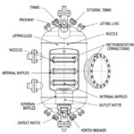 Vessel trims diagram showing nozzle trims, internal trims, and pressure vessel fittings