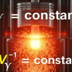 Piston-cylinder thermodynamic compression chamber illustrating the ratio of specific heats.