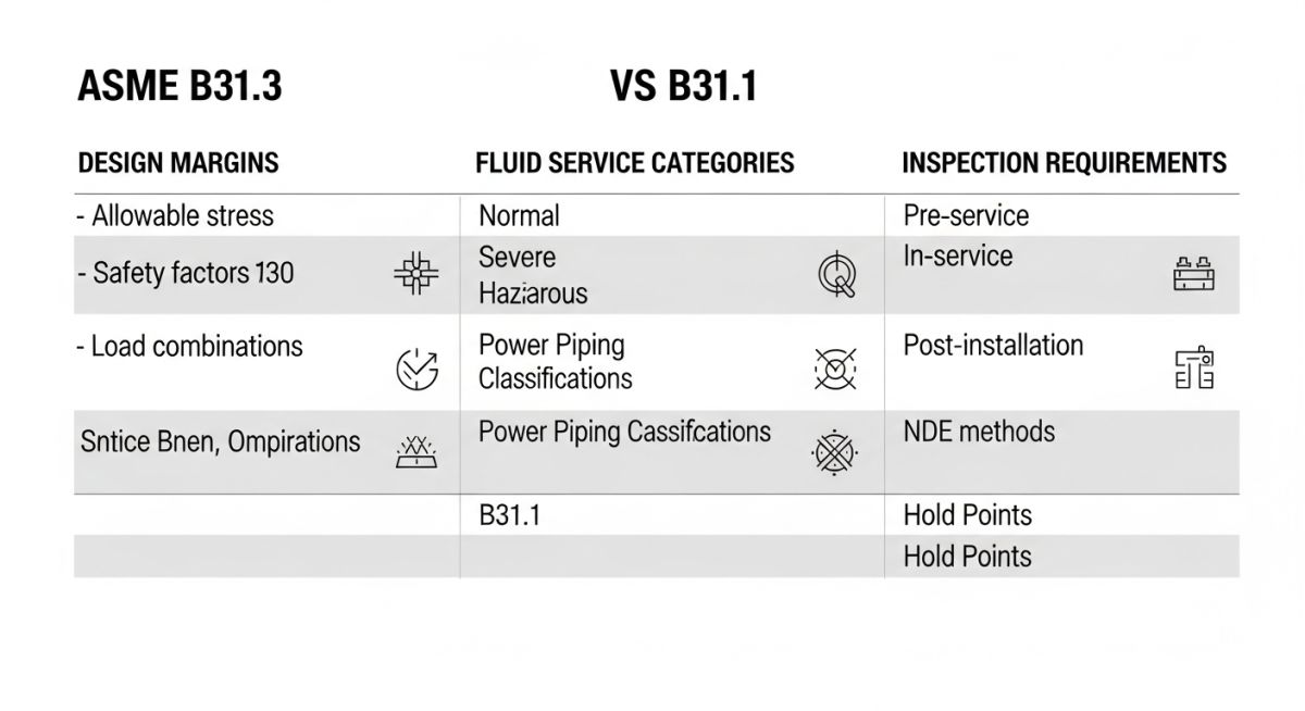 ASME B31.3 vs B31.1 Comparison Chart