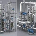 Side-by-side comparison of industrial process piping and power plant steam piping systems.