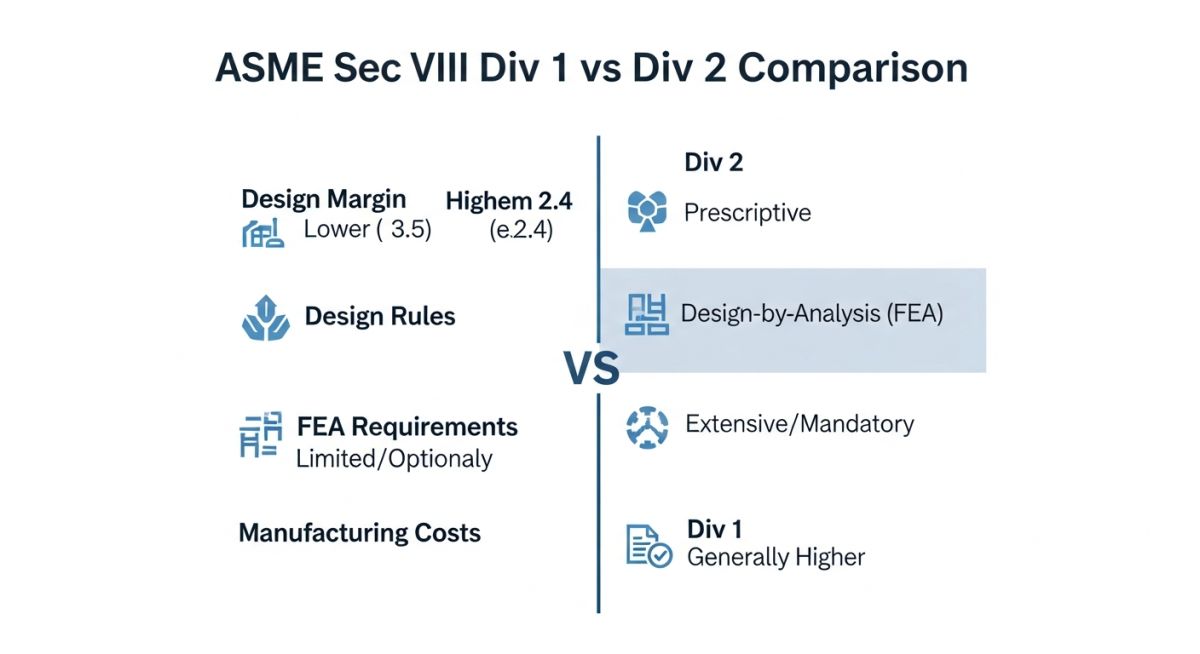 ASME Section VIII Division 1 and Division 2 comparison chart