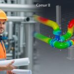 Professional engineer analyzing 3D piping stress model using Caesar II software.