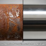 Carbon steel vs stainless steel pipes showing corrosion and polished surface comparison