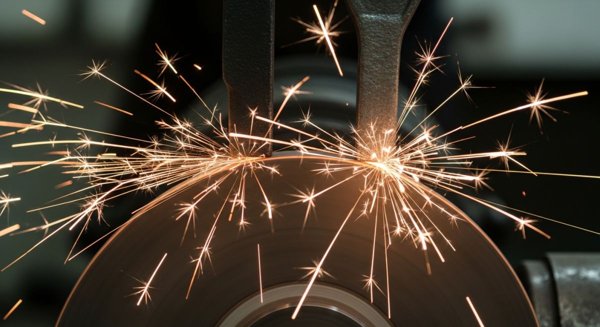 Spark test comparison between cast iron and cast steel