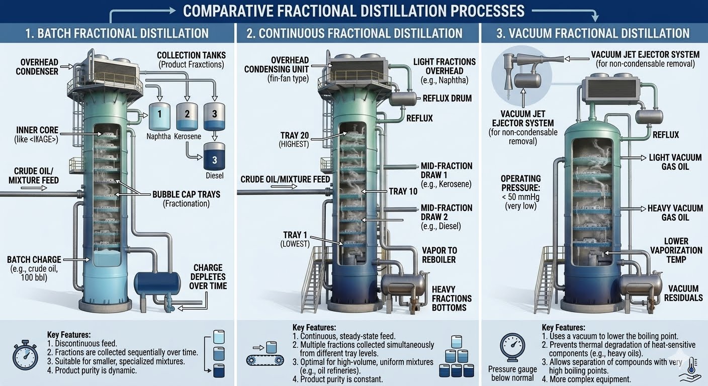 Comparison Chart of Fractional Distillation Types