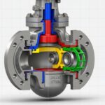 Cutaway diagram of a globe control valve highlighting the internal valve trim components