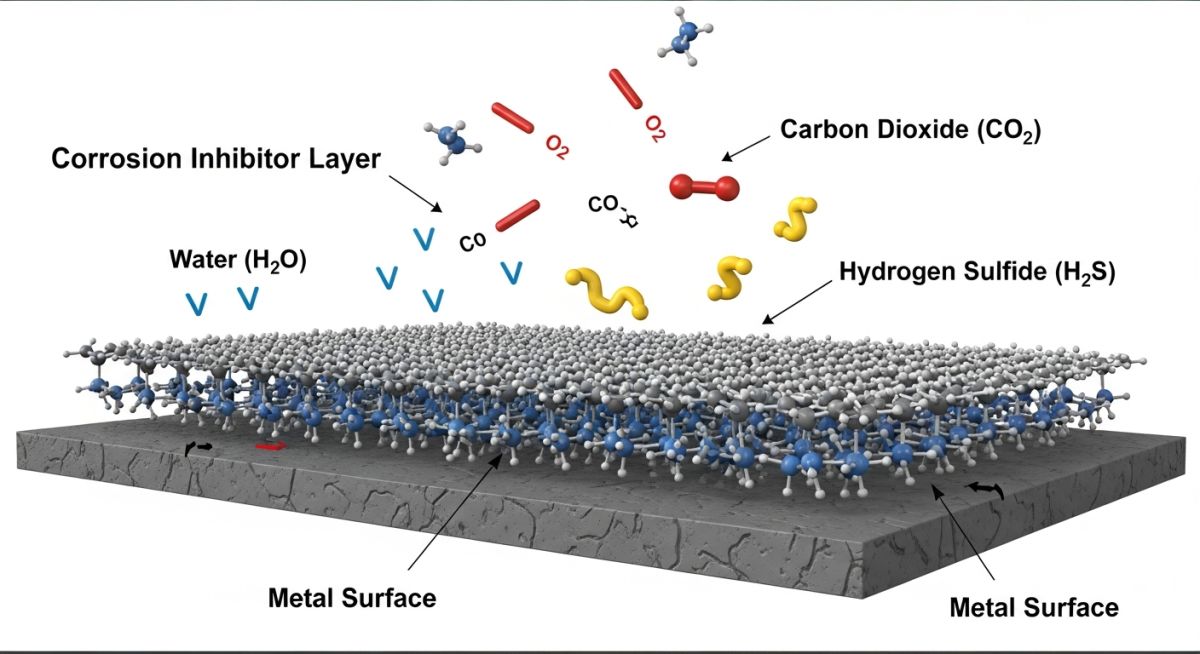 Molecular mechanism of corrosion inhibitors forming a protective film on steel