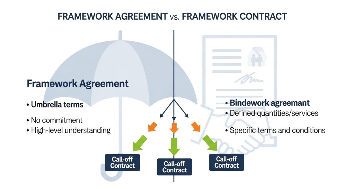 Difference between framework agreement and framework contract diagram