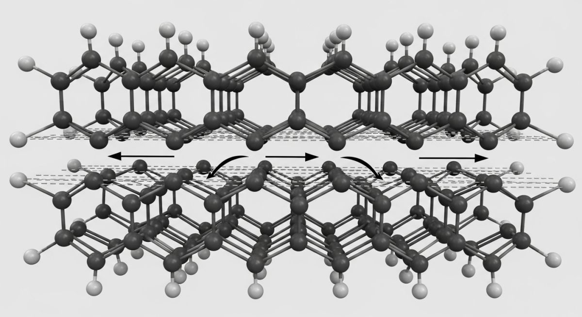 Graphite molecular structure and sliding layer lubrication mechanism