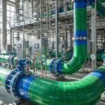 Industrial installation of composite piping systems in a processing plant.