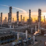 Industrial refinery plant showing various types of static equipment