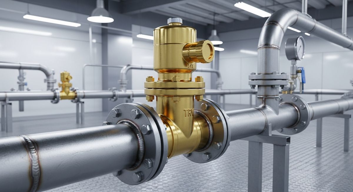 Industrial thermal relief valve installed on a pipeline bypass loop