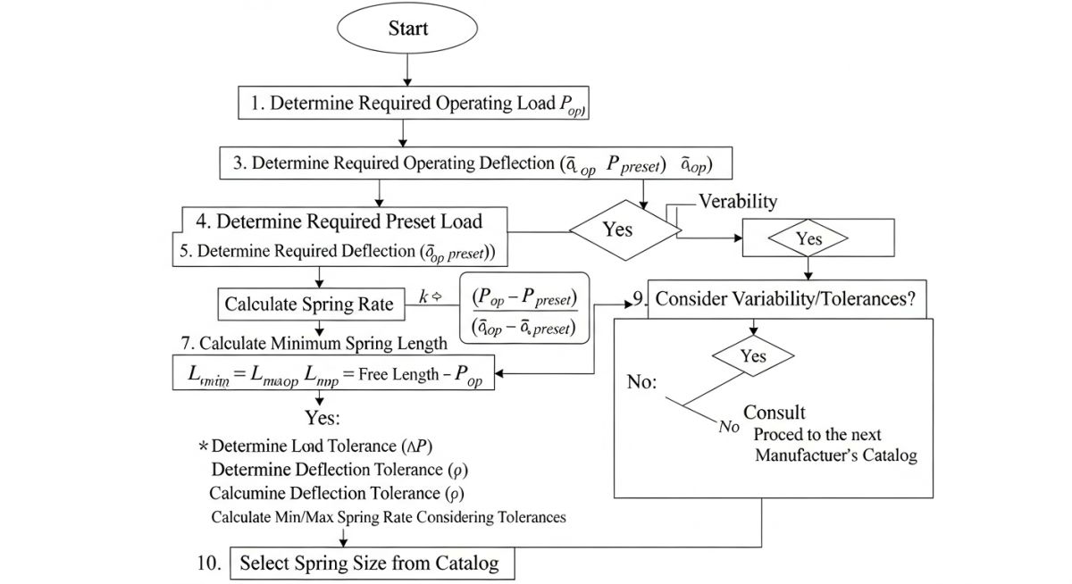 Step-by-Step Manual Variable Spring Support Calculation Flowchart