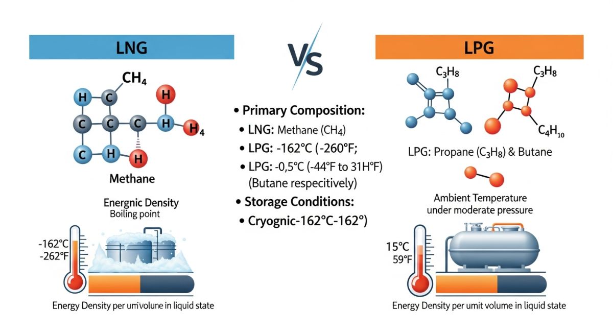 LNG vs LPG physical and thermodynamic properties comparison chart