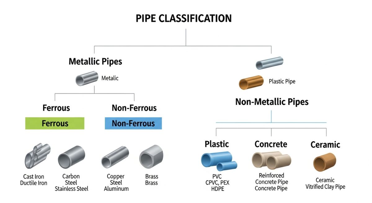 Technical flowchart of industrial pipe classification systems