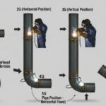 Pipe welding positions diagram showing 1G 2G 3G 4G 5G 6G positions with welder orientation