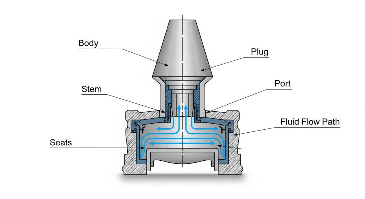 Cross-section diagram of a lubricated plug valve showing internal components