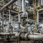 “Pressure Relief Valve installed on industrial piping system in refinery plant”