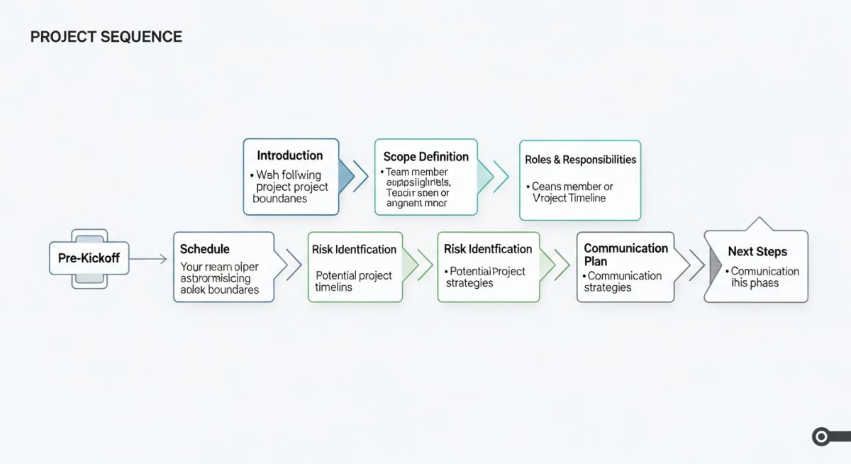 Project kick-off meeting agenda flow diagram for engineering projects
