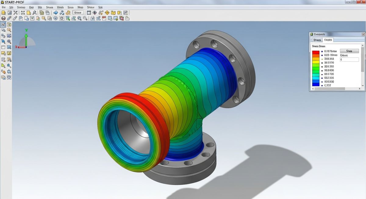 3D piping stress analysis of a Smart Tee model in START-PROF software.