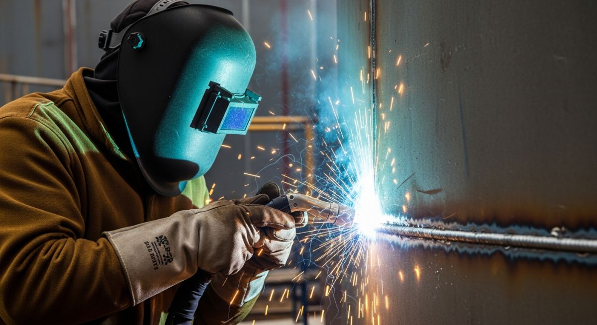 Storage tank shell welding detail showing weld joint configuration and pass sequence