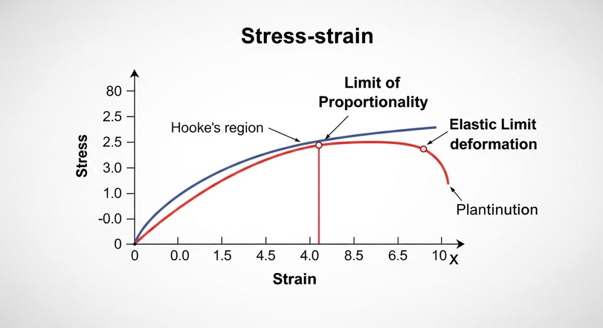 Stress-Strain Curve Graph showing Proportional Limit and Elastic Region