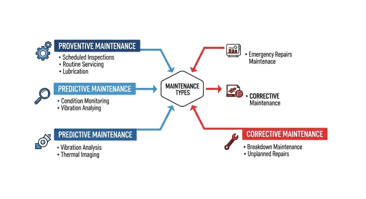 Types of maintenance classification infographic