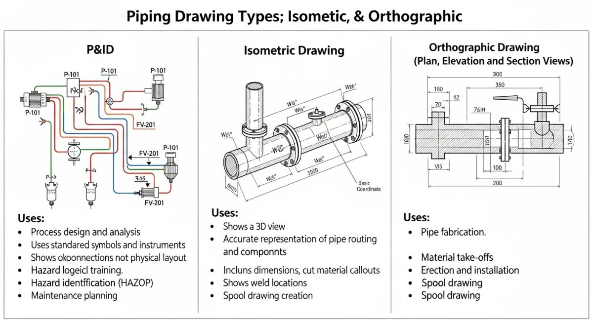 Types of Piping Drawings Comparison Chart