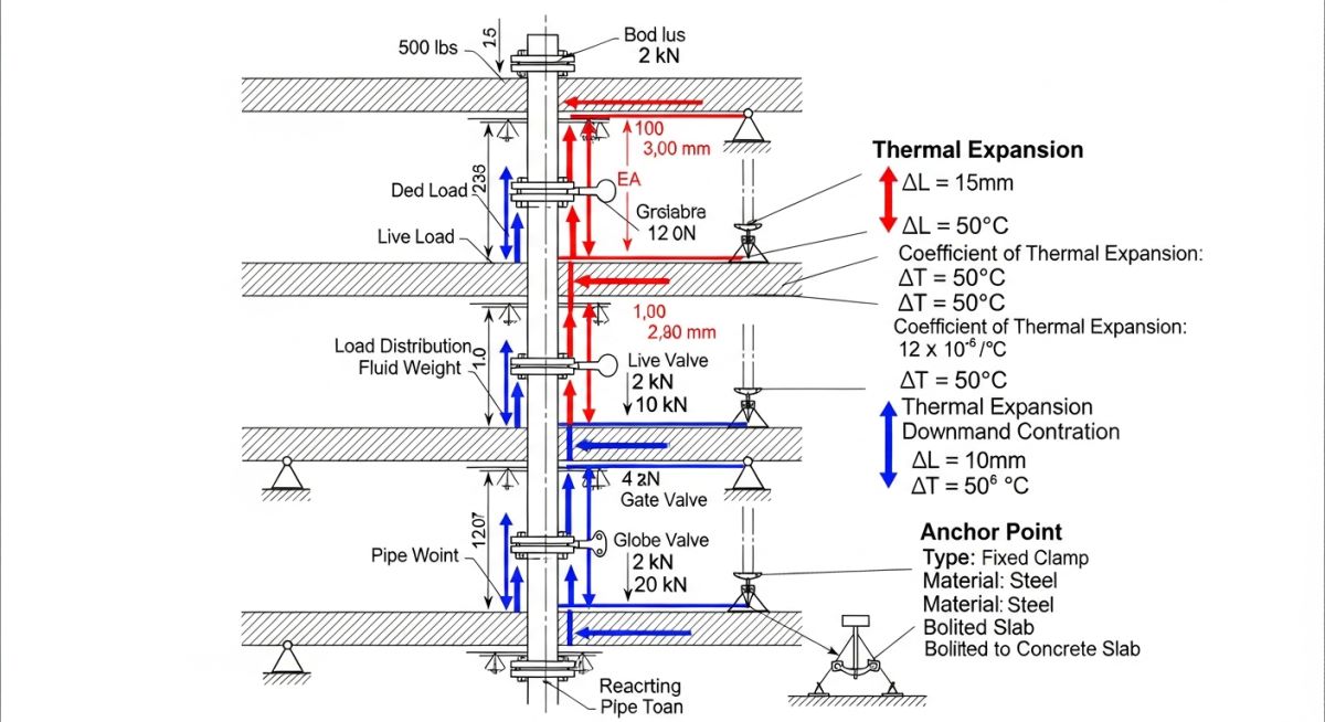 Vertical Pipe Support Engineering Diagram