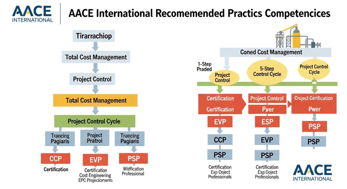 AACE International cost estimating classification and project lifecycle infographic.