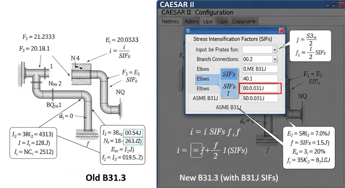 ASME B31.3 B31J SIF calculations in CAESAR II