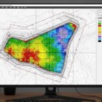 Geotechnical engineer reviewing a site map with planned borehole locations for a large-scale industrial foundation project.