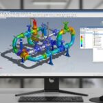 CAESAR II Version 14 pipe stress analysis software interface displaying a 3D piping model.