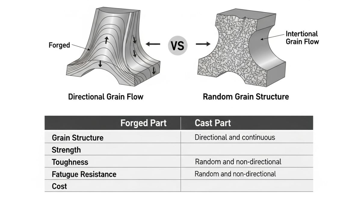 Grain Structure Comparison of Cast vs Forged Steel