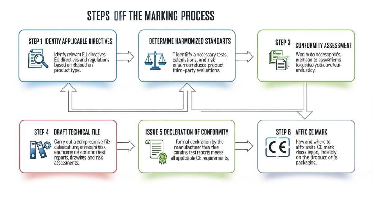 CE Marking Compliance Process Steps Diagram