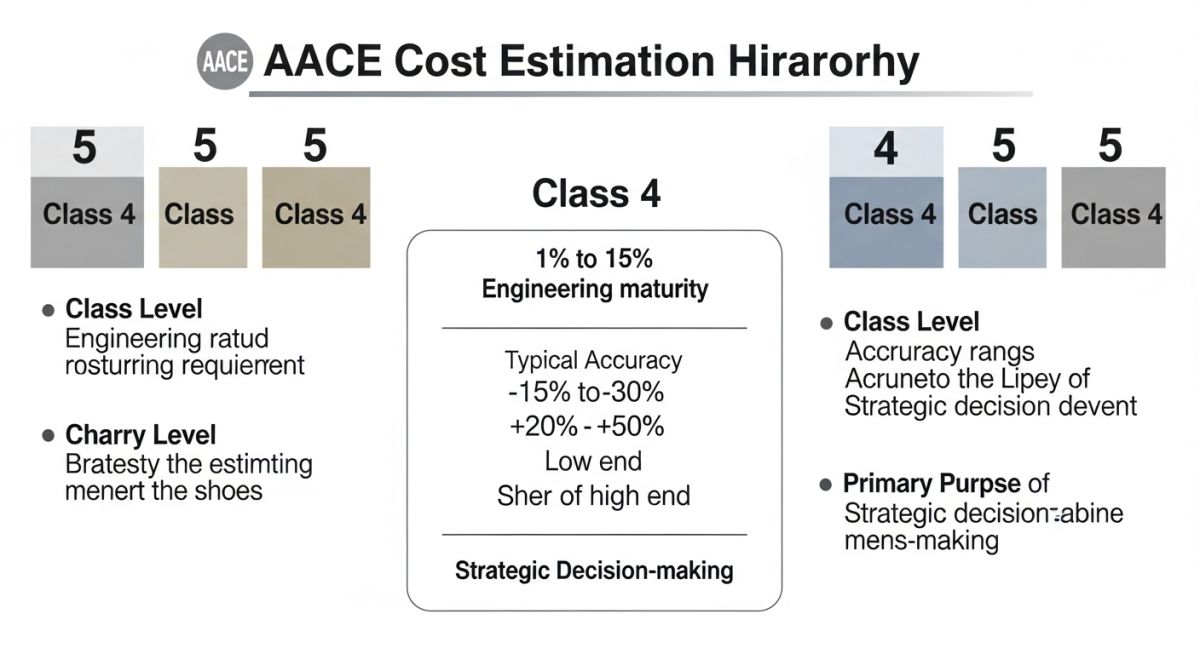 Diagram showing the relationship between engineering maturity and cost estimate accuracy