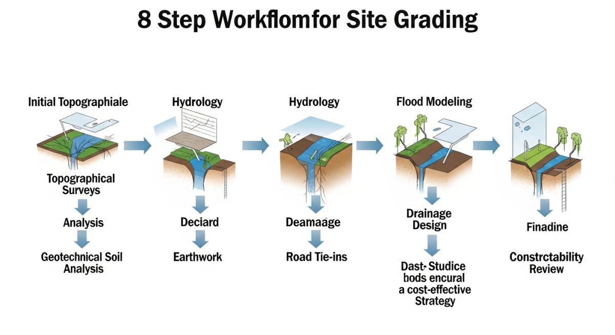 Technical flowchart for cut and fill optimization engineering workflow