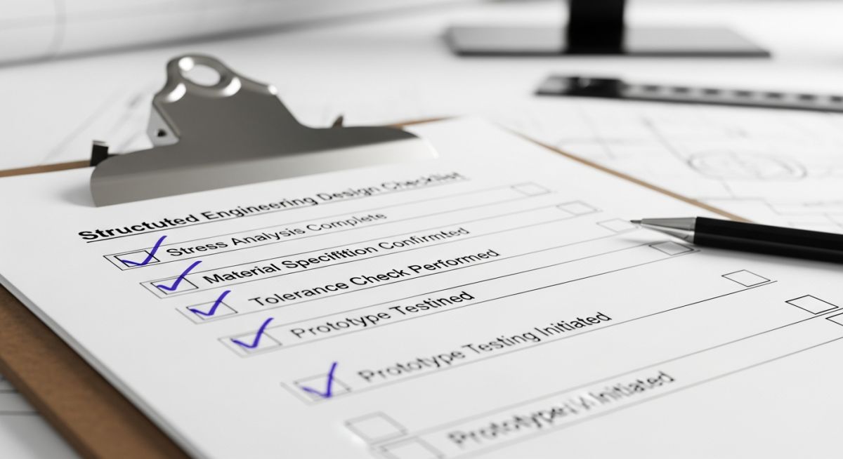 Engineering design checklist verification workflow diagram