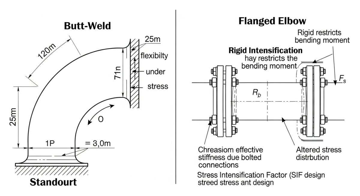 Flanged vs standard elbow stress intensification factor diagram