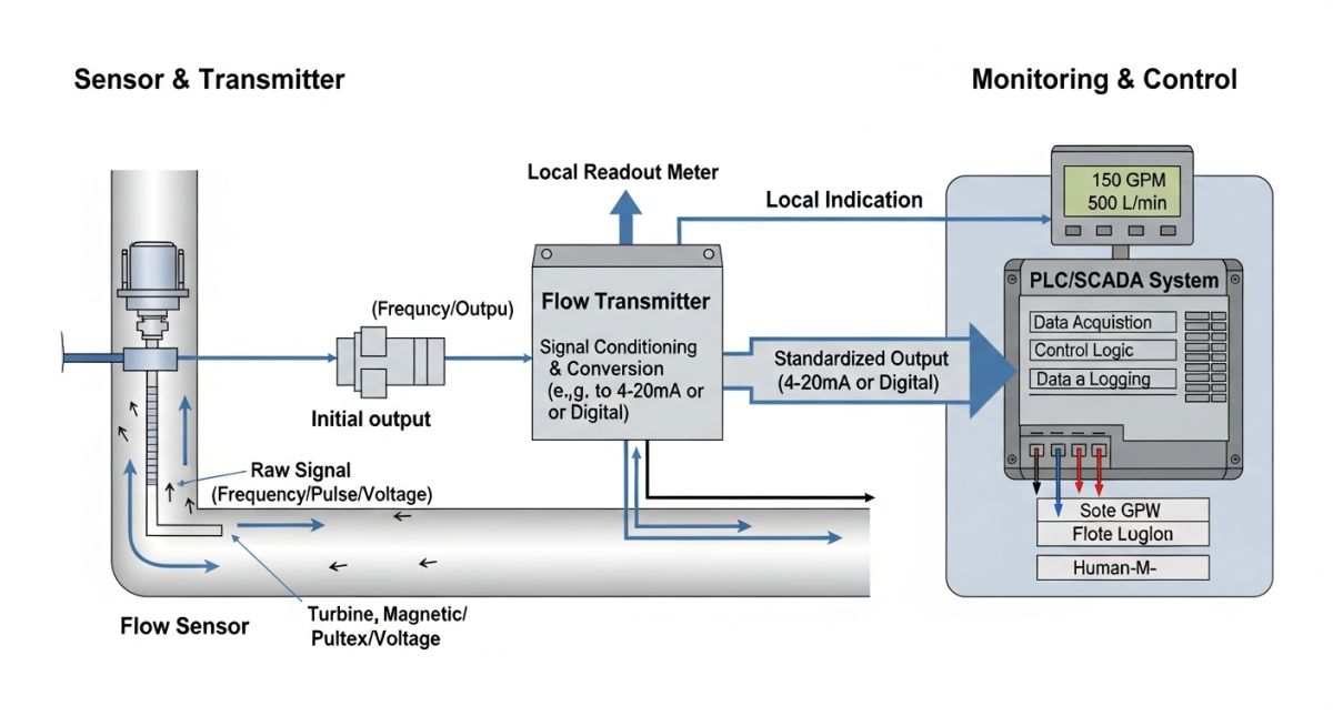 Flow Transmitter Signal Transmission and Loop Wiring Diagram